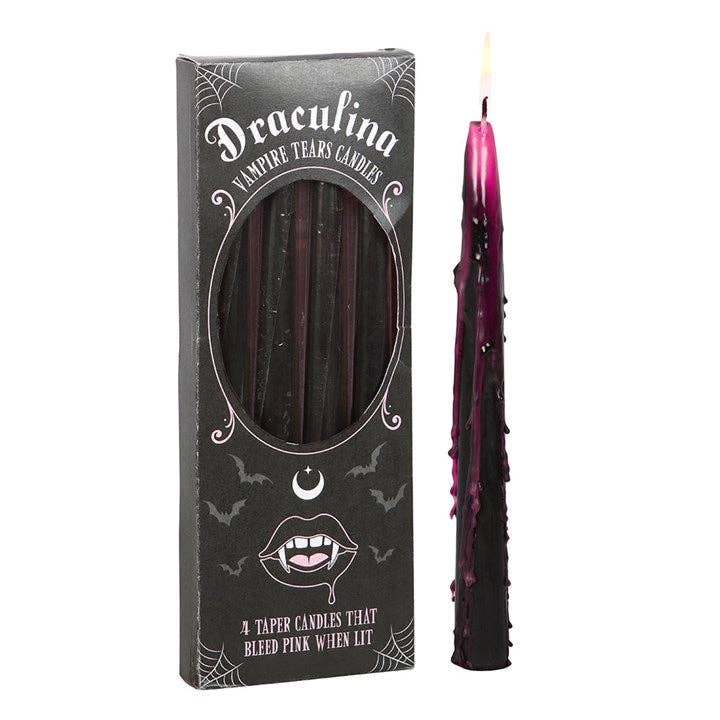 Ensemble de 4 bougies gothiques roses “Vampire Tears”