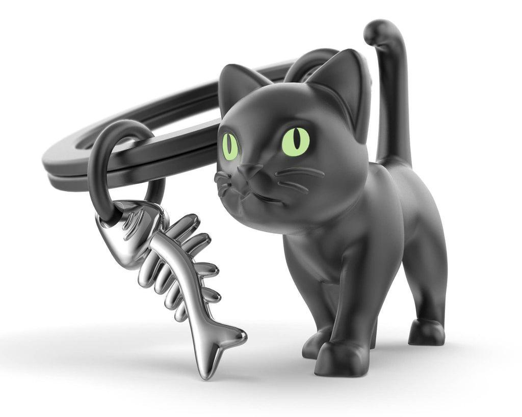 Porte-clés Chat noir Yeux phosphorescents | Oggetti di design e regali originali