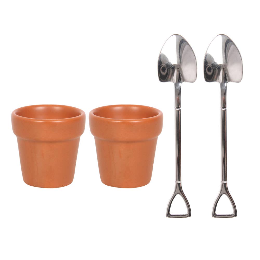 Egg cups Flower pots with spoons