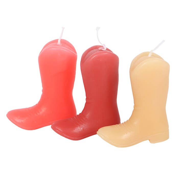 Ensemble de 3 bougies en forme de bottes de cowboy