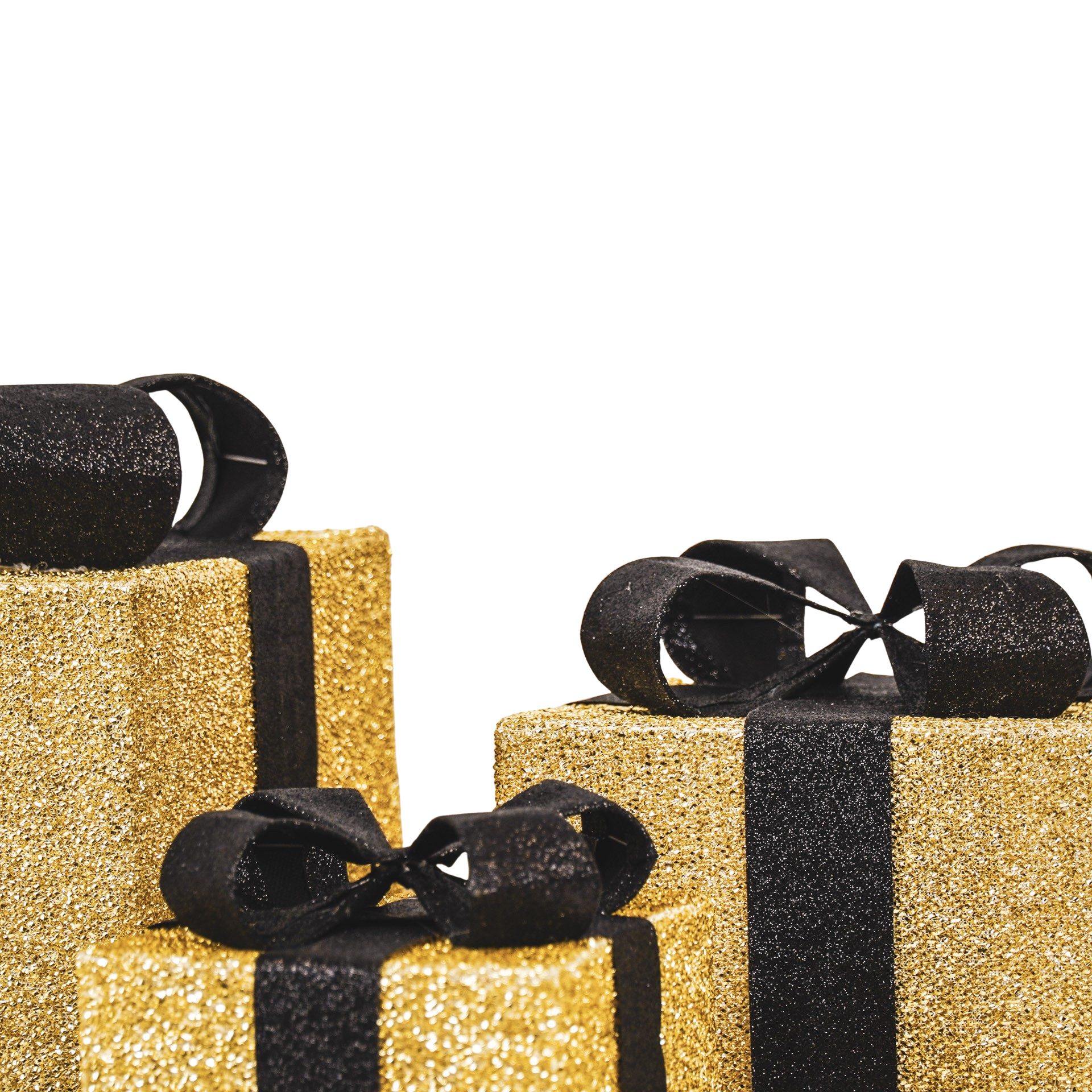 LED-Weihnachtsgeschenk – S3 – Polystyrol – Gold/Schwarz – 15/20/25 cm