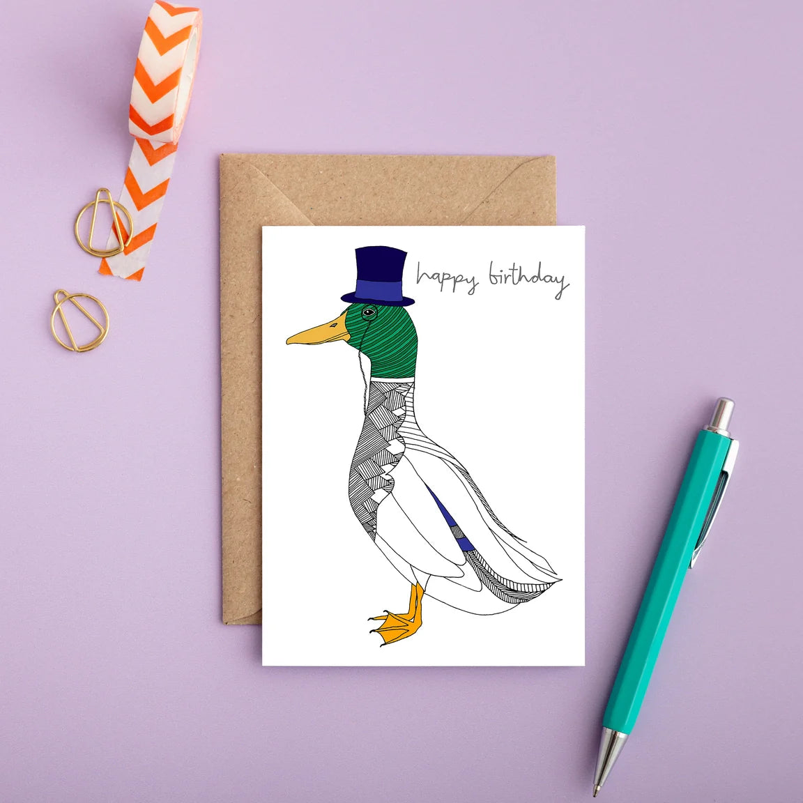 Carte d'anniversaire Mr Canard Colvert "Happy Birthday"