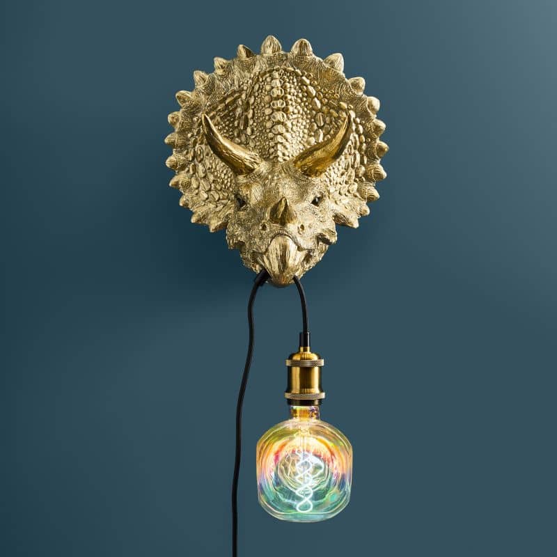 Wandleuchte Triceratops Cera Gold, Kunstharz, 31,5 x 28,5 cm