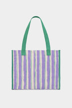 Sac cabas Claude Rayures Vert et Parme