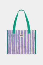 Sac cabas Claude Rayures Vert et Parme