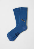 Chaussettes brodées BePets Teckel Bleu