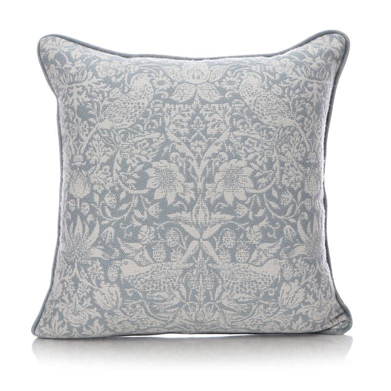 Coussin William Morris - Strawberry Thief bleu clair