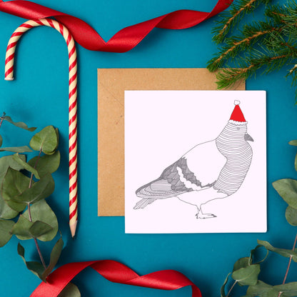 Carte de vœux Pigeon de Noël