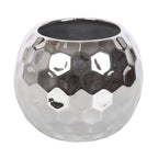 Vase boule à facettes argentée