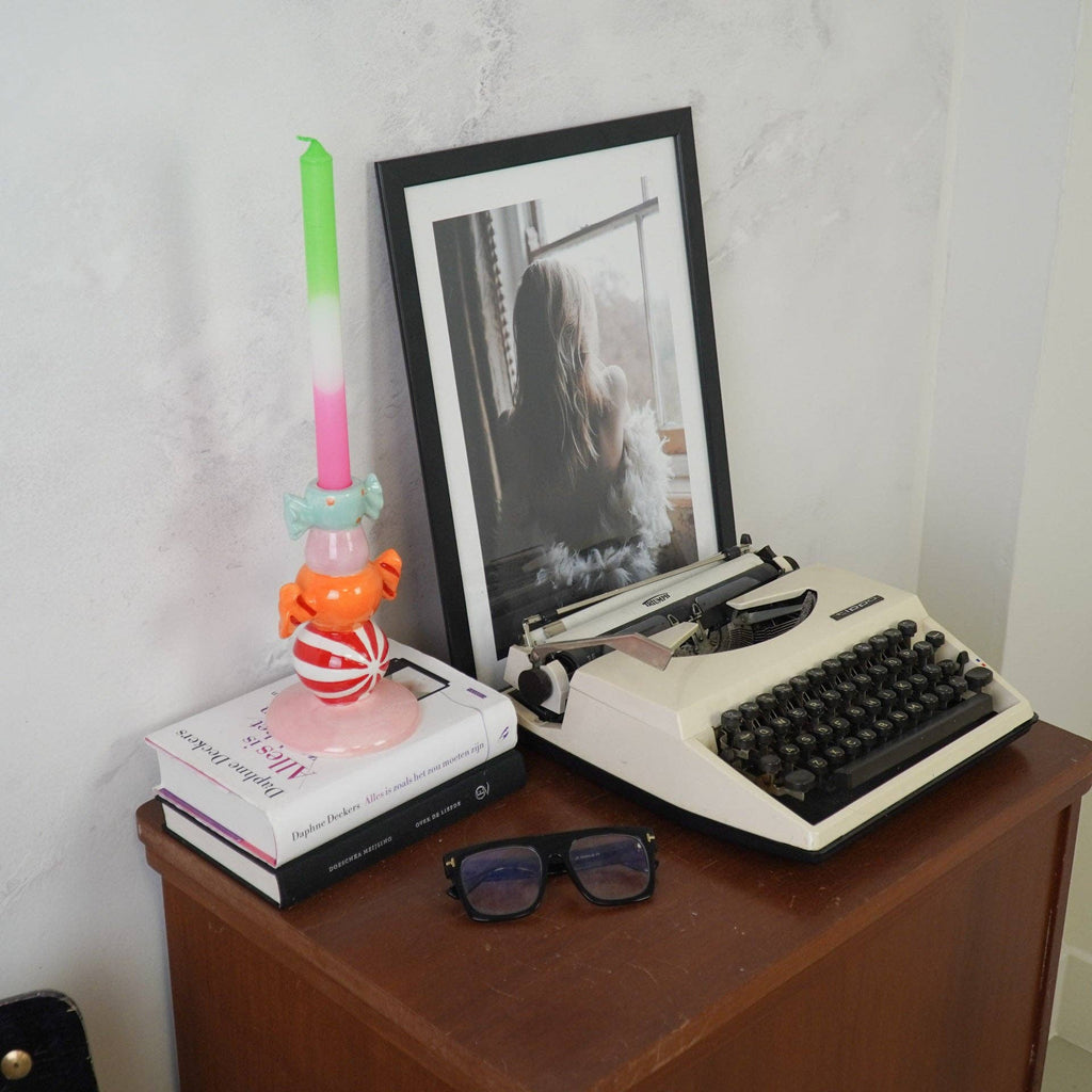 Bougeoir-Bonbon Toffee Agrafé-Multicolore - 11x11x18cm | Designproducten en originele cadeaus