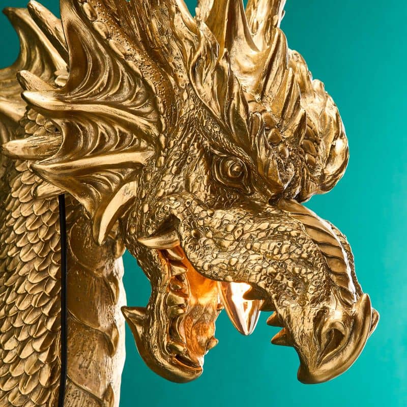 Wandleuchte „Drache“, goldfarben, 66 x 27 x 41 cm