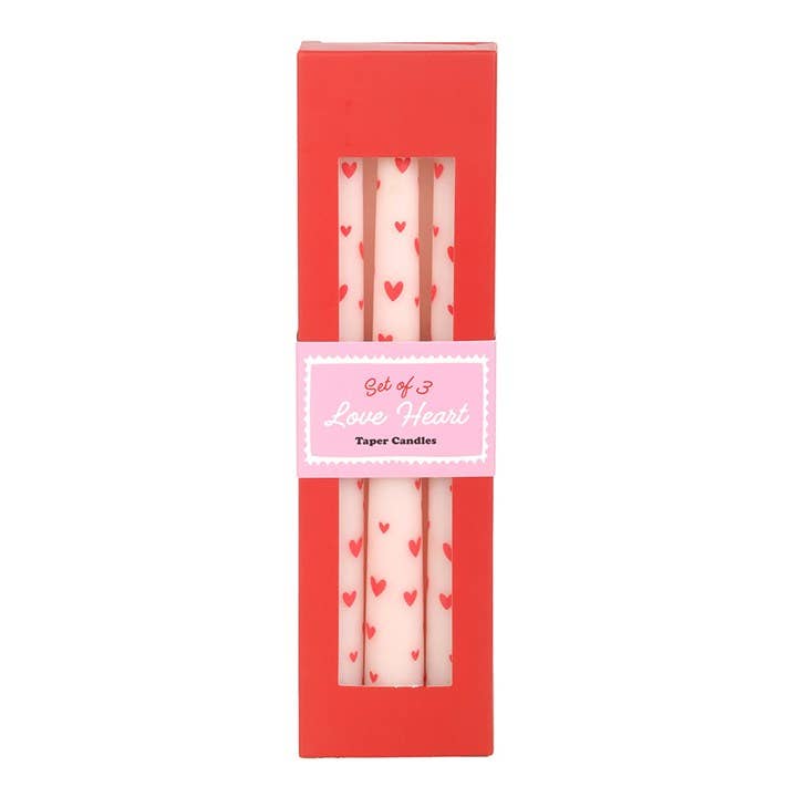 Ensemble de 3 bougies coniques Cœur d'amour pour la Saint-Valentin