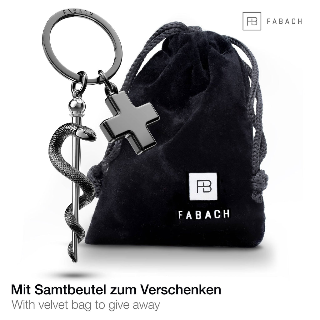 Porte-clés Bâton d'Esculape avec croix médicale | Design-lahjat ja sisustustuotteet