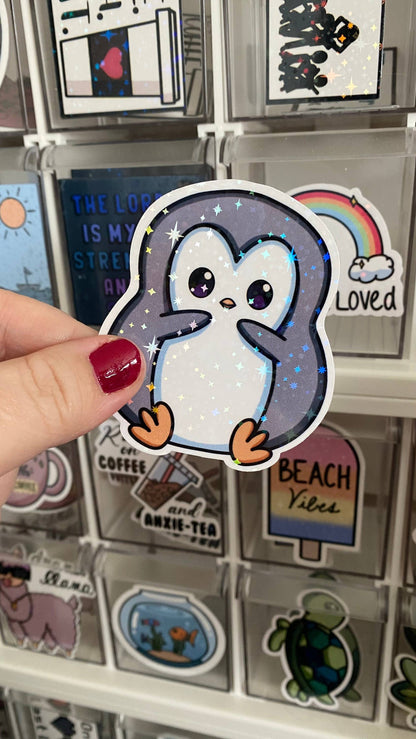 Penguin Christmas Gift Sticker