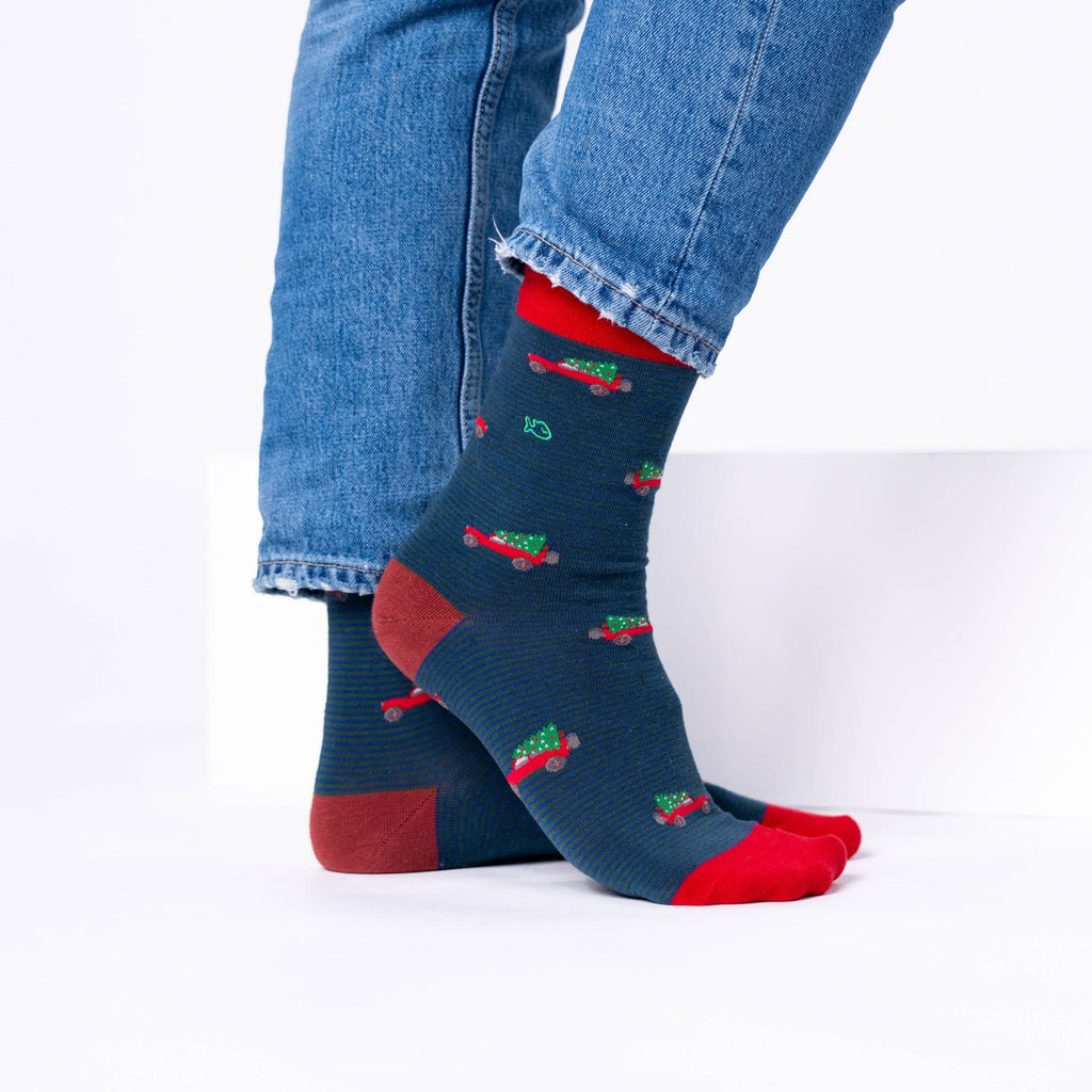 Chaussettes en Coton Peigné à Motifs Jeep de Noël