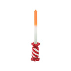 Bougeoir - Bonbon Toffee - Céramique - Rouge/Blanc - 7,5x7,5x13 cm