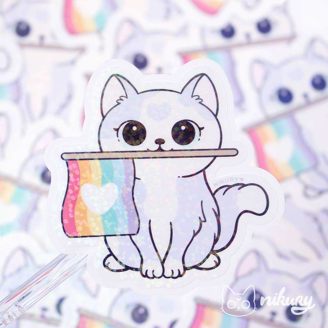 autocollants glitter chat purride nikury 