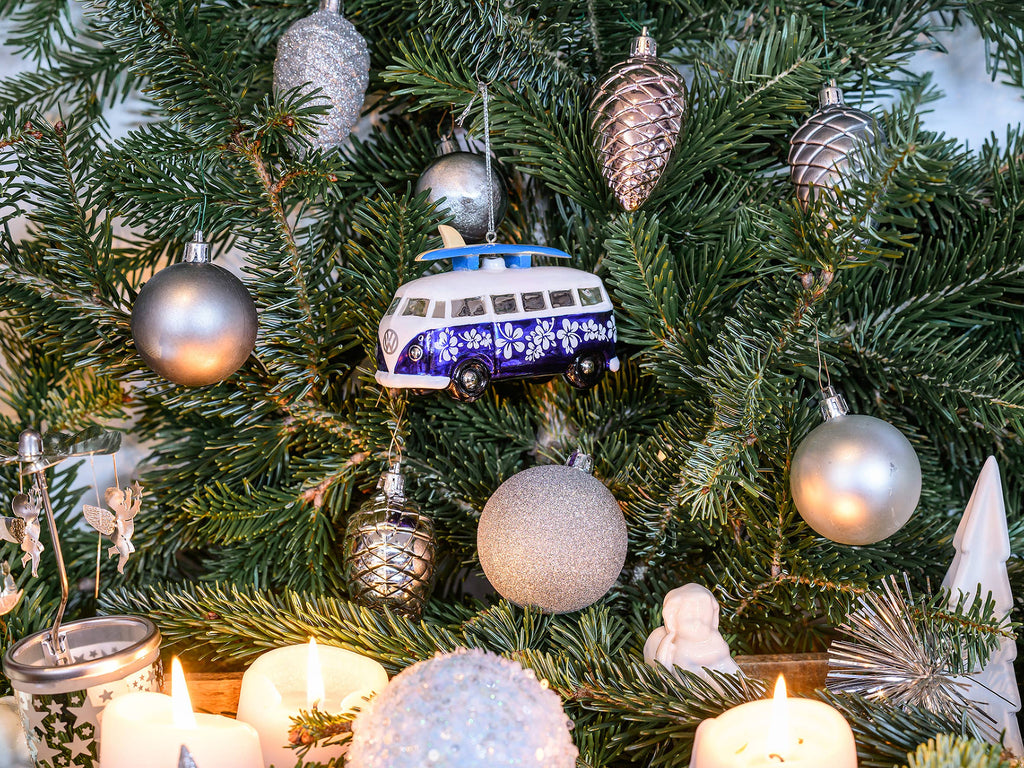 Décoration de Noël en verre VW T1 Bus Surf Édition | Oggetti di design e regali originali