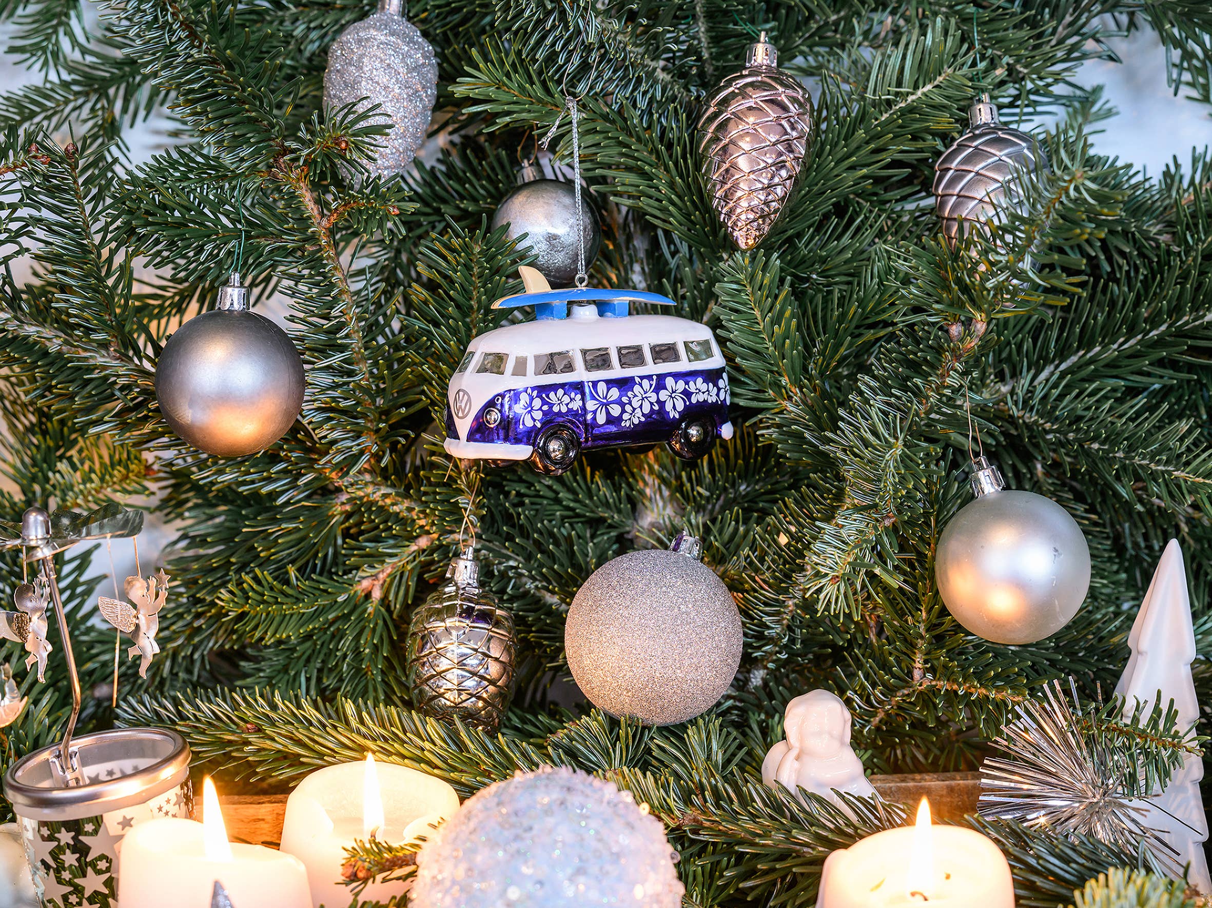 Décoration de Noël en verre VW T1 Bus Surf Édition | Oggetti di design e regali originali