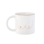 Tasse Girl Power avec motif seins et cœurs dorés