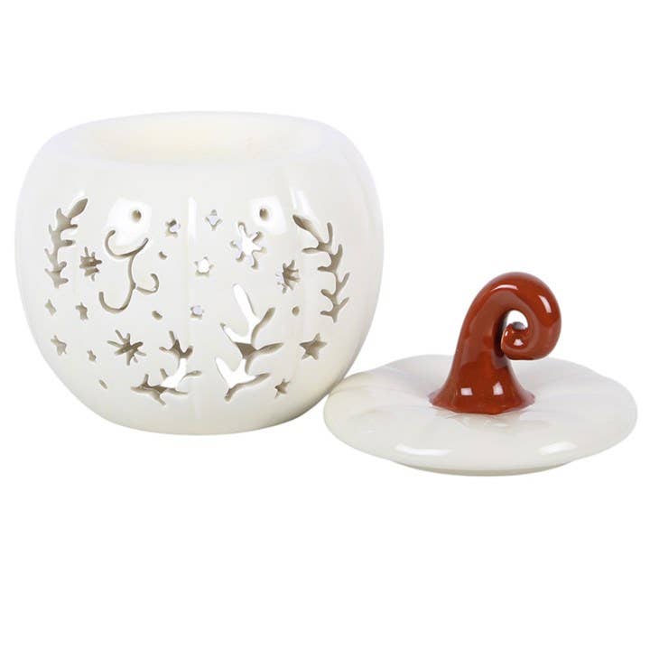 Brûle‑parfum et chauffe‑cire Halloween citrouille folk crème