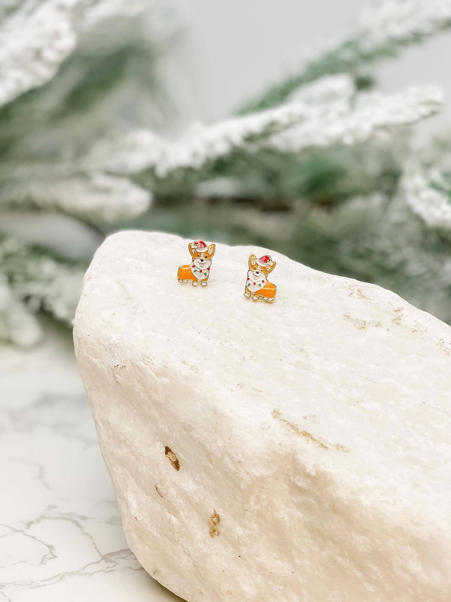 Designcadeau – Clous d'oreilles Christmas Lights Corgi