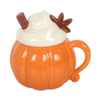 Tasse d'automne crème citrouille avec couvercle
