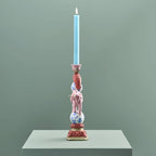 Bougeoir Oiseau sur Éléphant, Résine Rose, 13 x 9x30,5