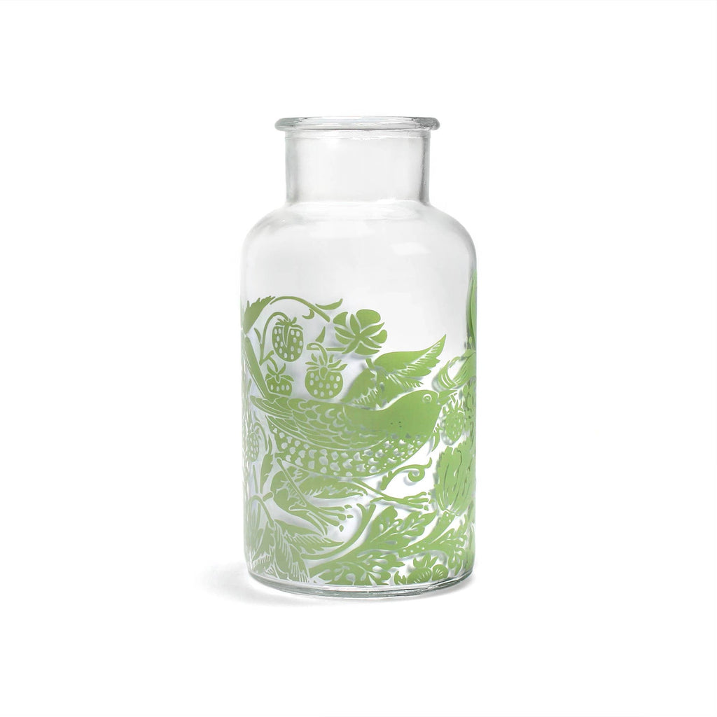 Vase William Morris - en verre Strawberry Thief Sage vert