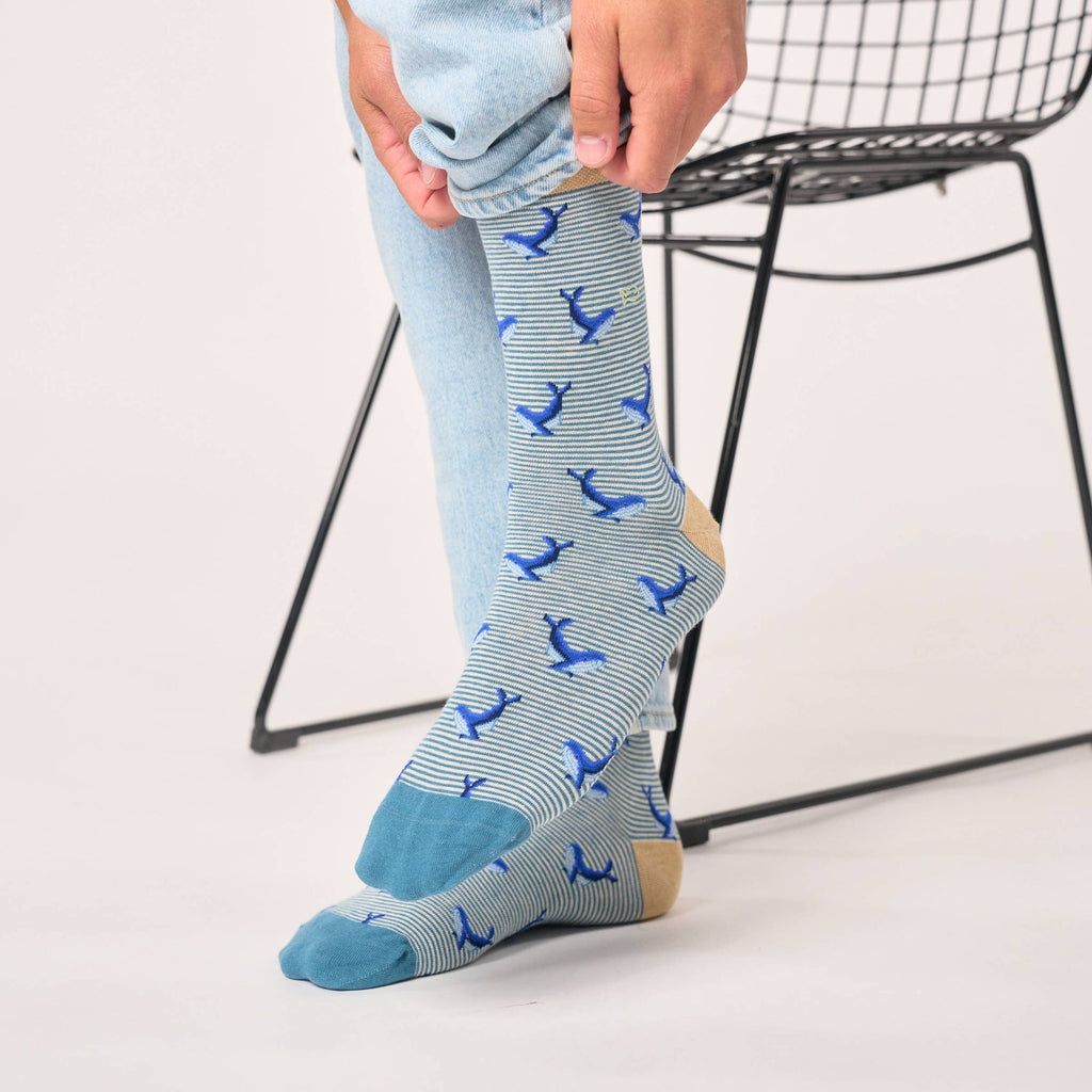 Chaussettes en coton peigné animaux - Baleine