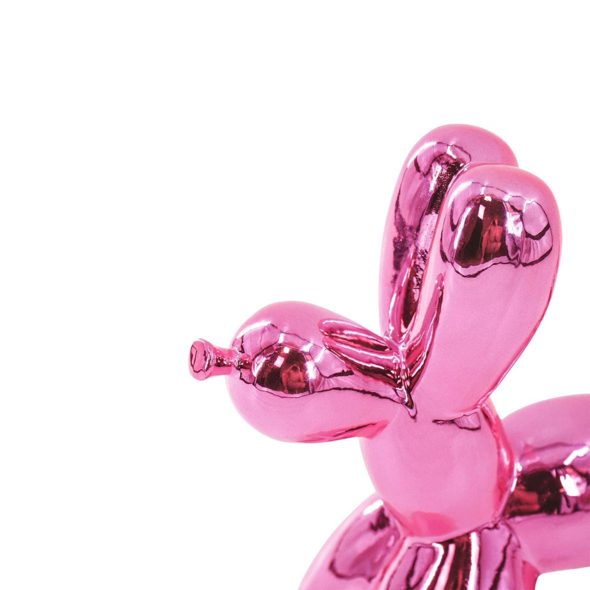 Ornement - Statue de chien ballon - Céramique - Rose métallique - 20x9x19 cm