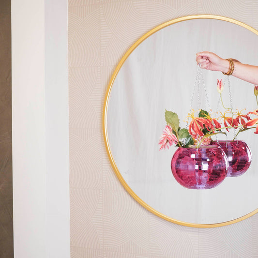 Hängender Blumentopf – Disco – Glas – Rosa – 25 x 25 x 25 cm