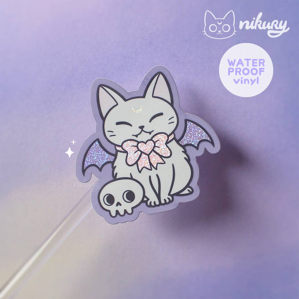 autocollants glitter chat chauve souris meowgical nikury 