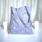 Sac cabas violet à imprimé céleste