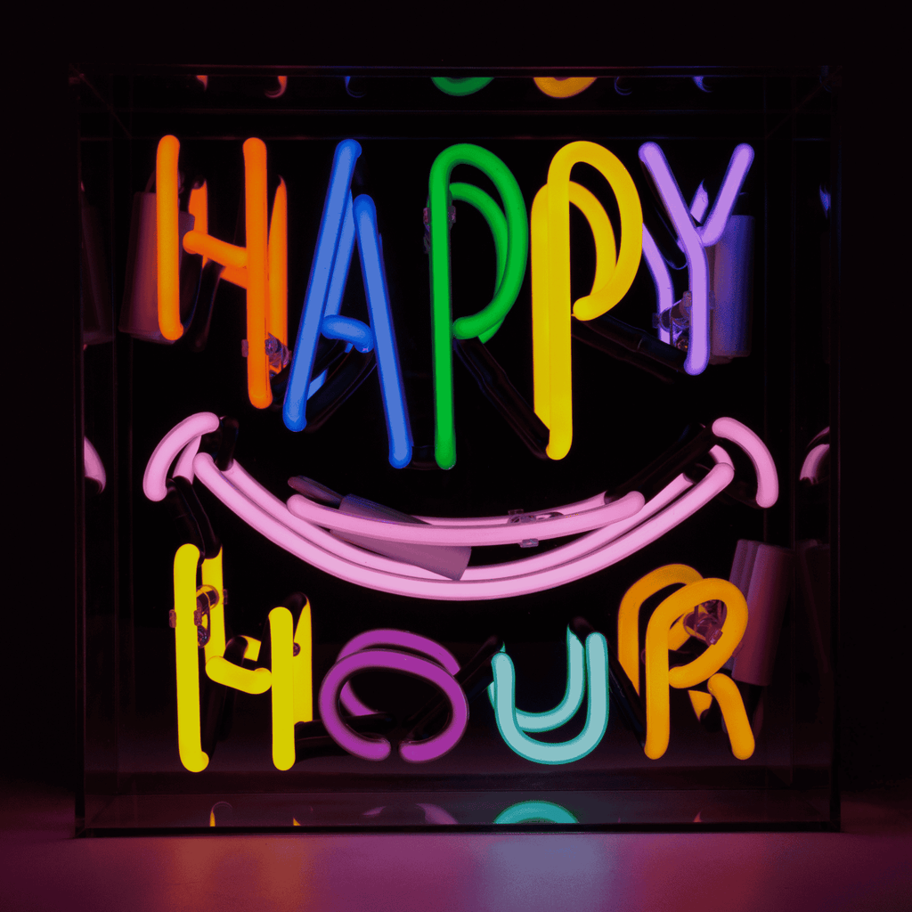 'Happy Hour' Neon Box Sign