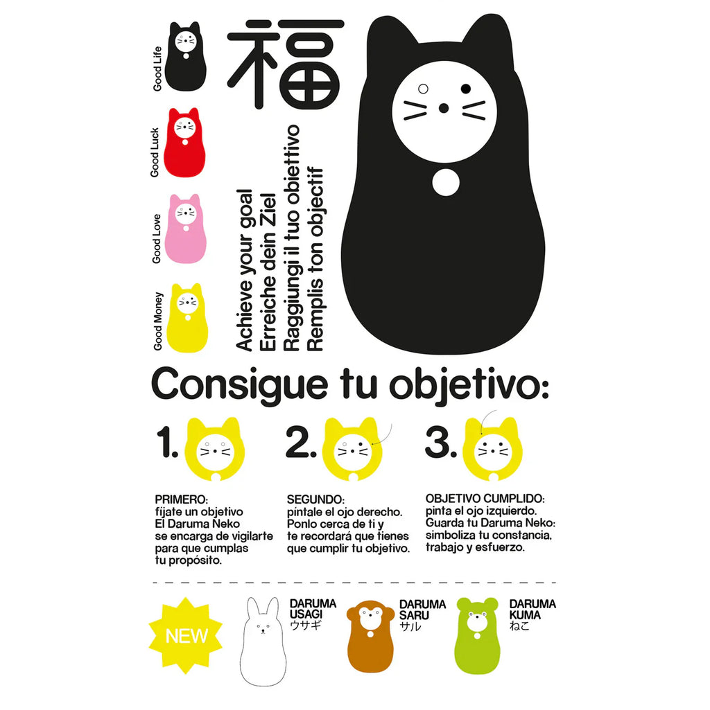 Chat Daruma Noir “Bonne Santé”