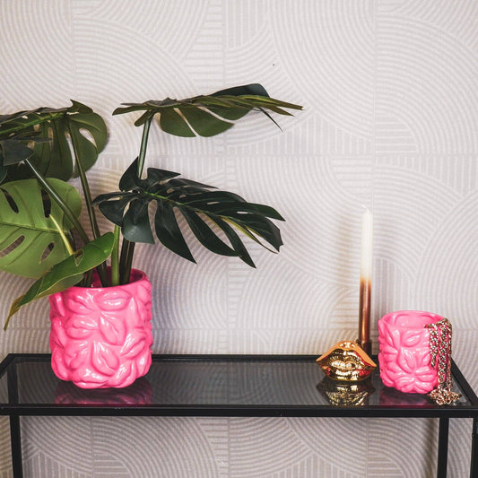 Topf – Kisses – Keramik – Neonpink – 11 x 11 x 11,5 cm