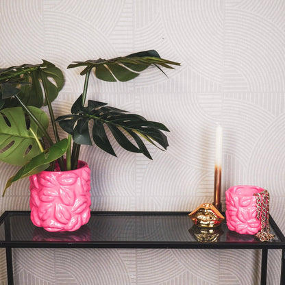 Pot - Bisous - Céramique - Rose Néon - 17,5x17,5x17,5cm