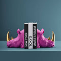 S/2 Nashorn-Buchstützen, Magenta, 39,5 x 14,2 x 20,5 cm
