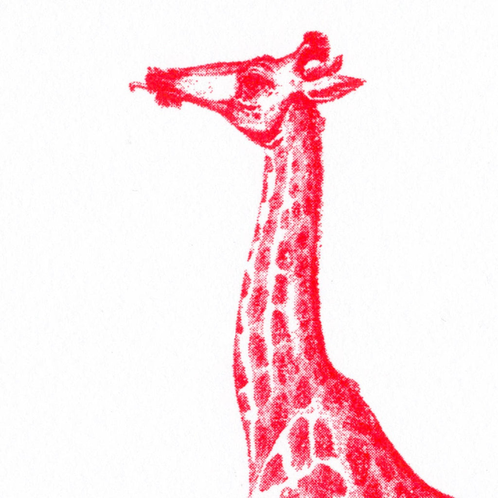 Postkarte mit roter Giraffe
