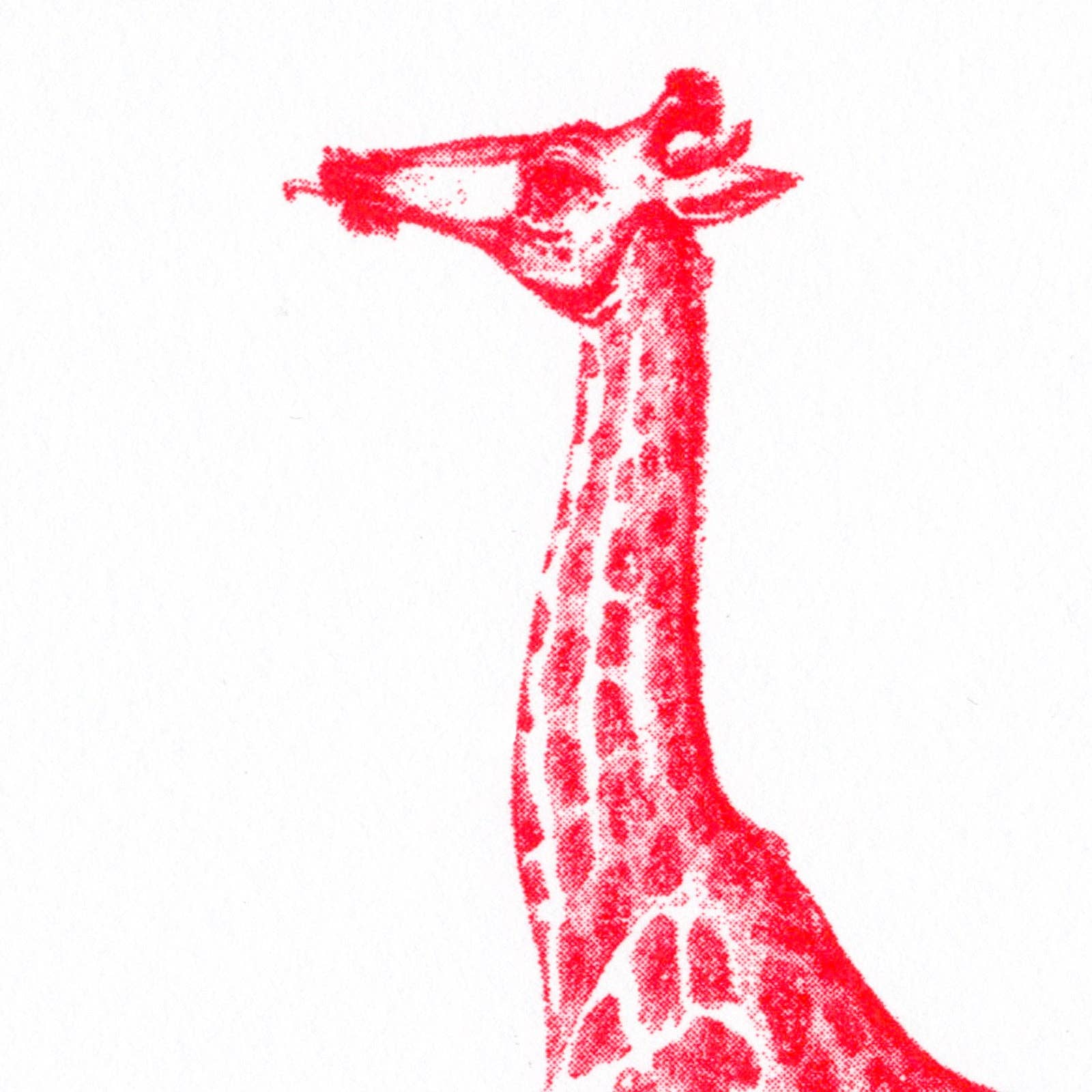 Postkarte mit roter Giraffe