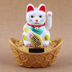 Chat chanceux solaire blanc 10cm