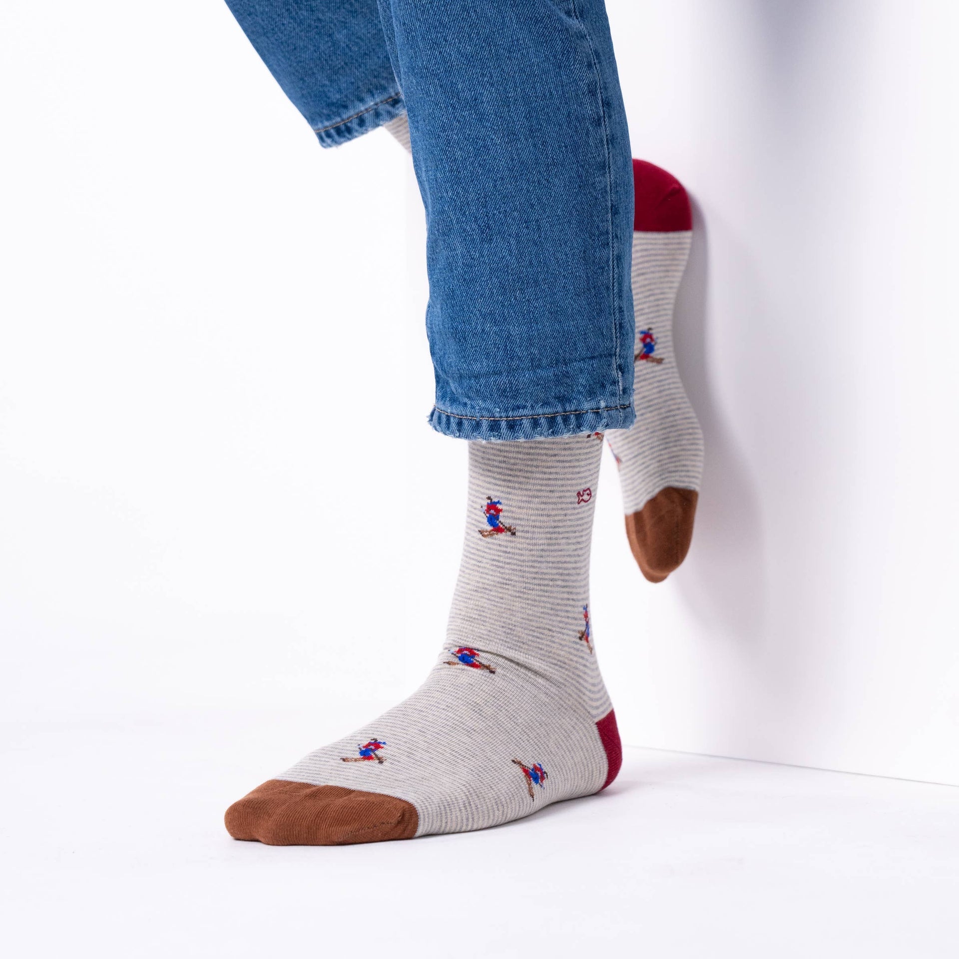 Chaussettes en Coton Peigné à Motifs Piste Rouge