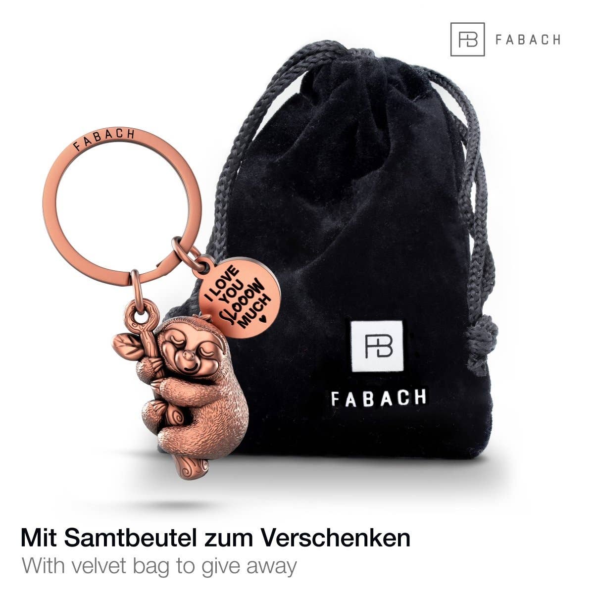 Lazy keychain "I love you slooow much" "Dreamy" with engraving - Cute lucky charm