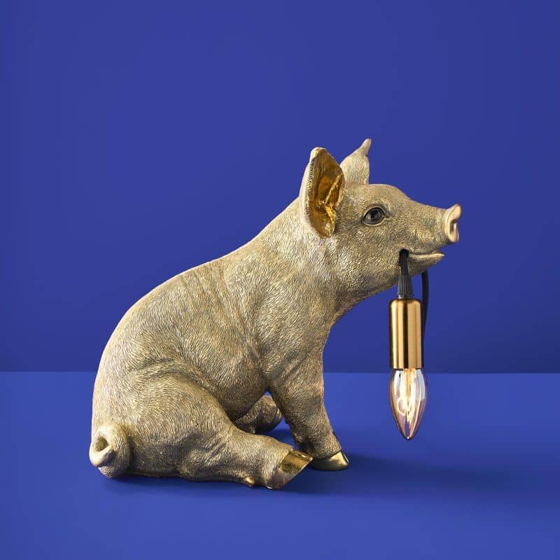 Lampe de table Cochon doré