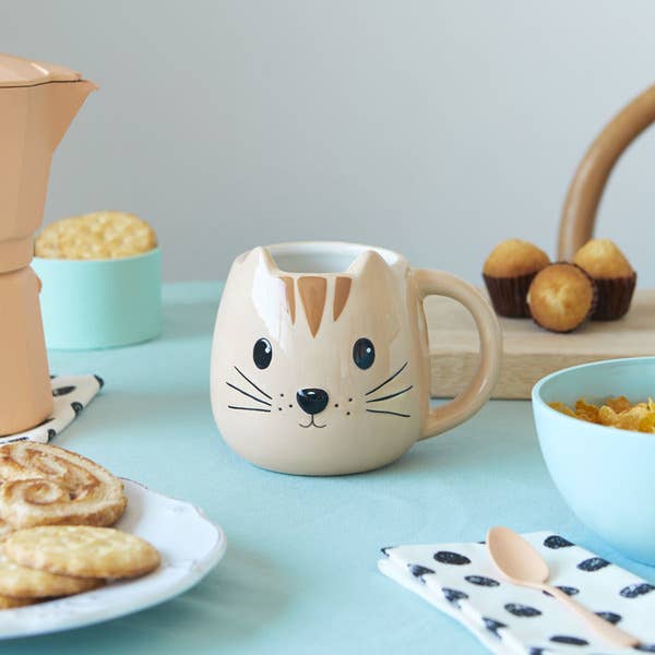 Tasse rund orange Katze