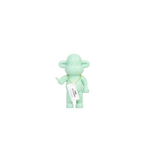 Ornament – ​​Hängende, lose Affenfigur „Die Legende“ – Polyresin – Mintgrün – 11 x 7 x 19 cm