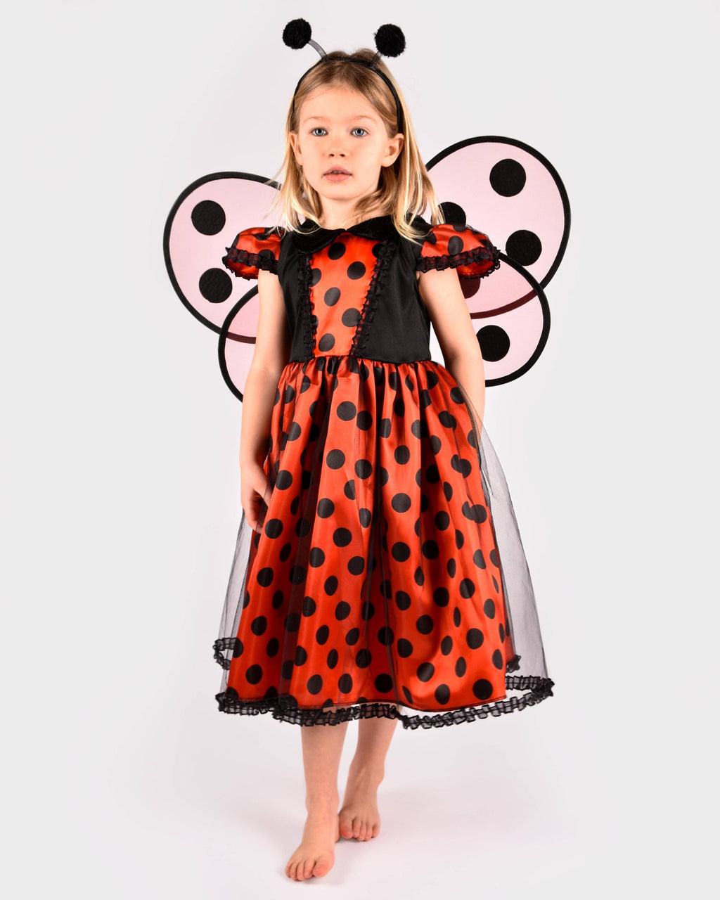 Marienkäferkleid mit Accessoires für 2-4 Jahre (Größe 98-104 cm)