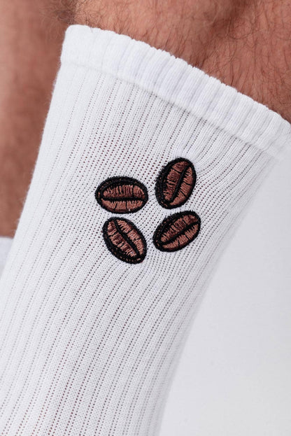 Chaussettes brodées Grains de Café