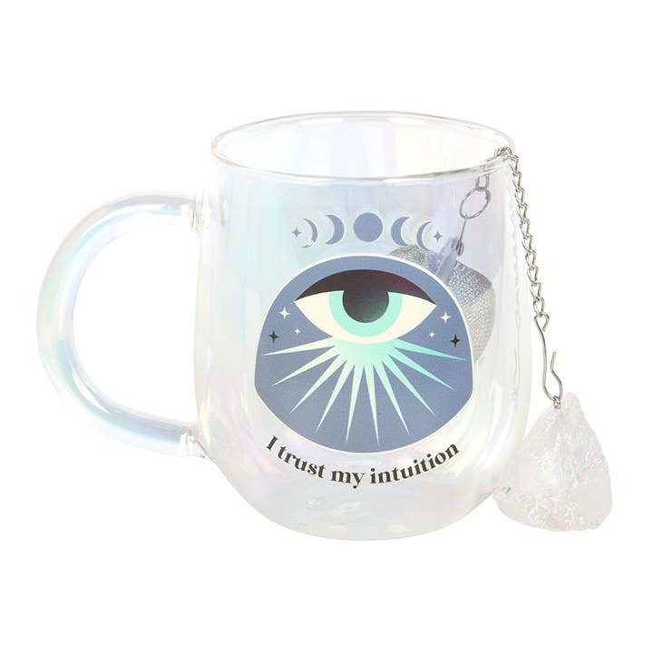 Intuition doppelwandiger Glasbecher mit Aura-Kristall-Tee-Ei
